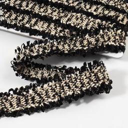 Тесьма декоративная «Твидовая», двусторонняя, 30 мм, 5±0.5 м, чёрная, белая