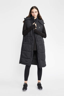 Длинный надувной спортивный жилет DeFactoFit с водоотталкивающим капюшоном и капюшоном  фото 5