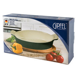 3907 GIPFEL Форма для запекания MAJOLICA овальная 20,5х11х5см. Цвет: темно-зеленый. Материал: жаропрочная керамика  фото 3
