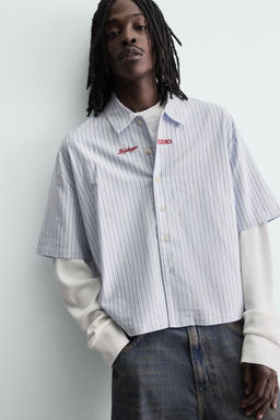 STRIPED SHIRT WITH DOUBLE EFFECT SLEEVES - Zara фото 6