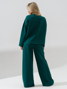 Костюм Оптима футер с брюками палаццо изумрудный  фото 7