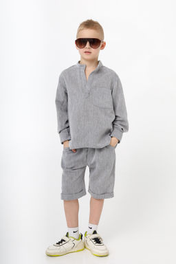 Рубашка в полоску Лен, черная - Inzibe фото 29