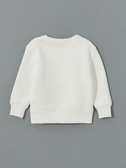 Bisiklet Yaka Bask?l? Erkek ?ocuk Sweatshirt