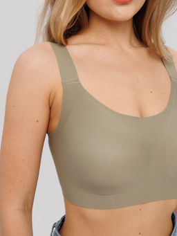 Топ бесшовный бескаркасный с вкладышами Lingeamo хаки ВТ-02 (125)  фото 4