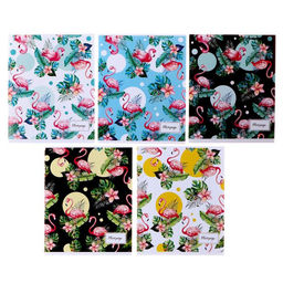 Цена за 10 шт. Тетрадь 36 листов в клетку, Calligrata «Фламинго», обложка мелованный картон, МИКС