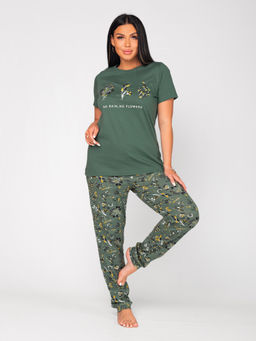 Пижама женская кулирка с брюками "ФИБИ 2" ЗЕЛЕНЬ