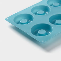 Форма для выпечки Доляна «Сладости. Пончики», 29×17 см, 8 ячеек (d=6 см), силикон, МИКС