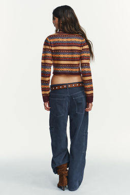 CROPPED JACQUARD KNIT CARDIGAN - Zara фото 5