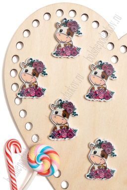 Кабошон-вырубка "Коровка с розочками" 2,7*3,5 см (10 шт) SF-5787