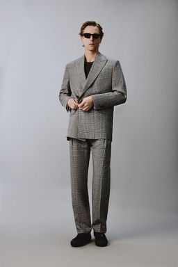 BLAZER CRUZADA TRAJE CUADROS LANA - LINO AARON LEVINE X ZARA / Blanco / Negro