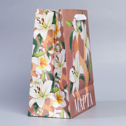 Пакет крафтовый вертикальный С 8 Марта, ML 27 х 23 х 11.5 см - Дарите счастье фото 3