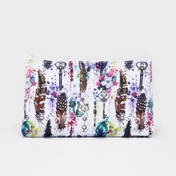 Косметичка на молнии, белая, разноцветная