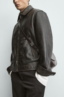 LEATHER CROSSBODY BAG - Zara фото 7