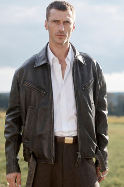 LIMITED EDITION LEATHER JACKET WITH BELT - Zara фото 2