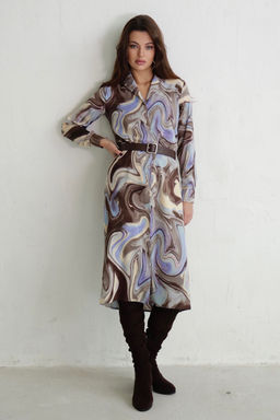 Платье-рубашка с английским воротником принт - Martichelli фото 31