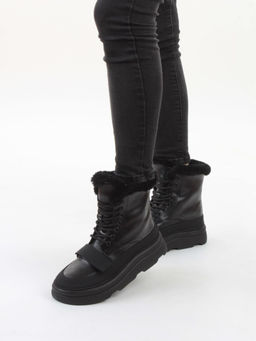 04-PAJ76-1Z BLACK Ботинки зимние женские (натуральная кожа, натуральный мех, 100% шерсть)