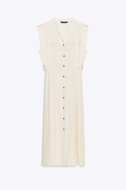 MIDI DRESS WITH BELT LOOPS IN A LINEN BLEND - Zara фото 6