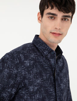 Lacivert Slim Fit Uzun Kollu G_mlek