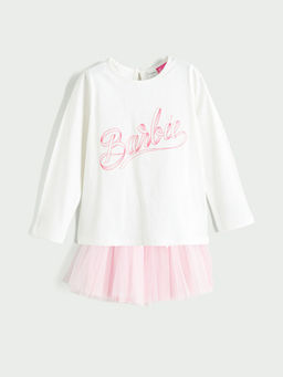 Barbie Bask?l? K?z ?ocuk Bluz ve T?t? Etek 2li