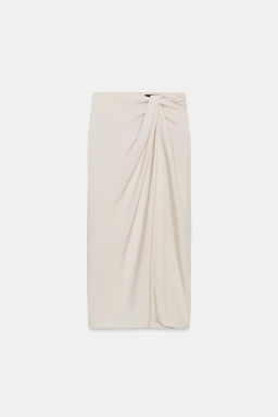 FALDA MIDI PAREO FRUNCES / Beige claro - Zara фото 7