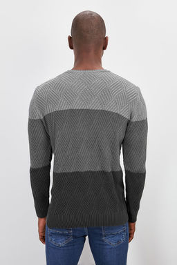 TRENDYOL MAN Indigo Regular Bisiklet Yaka Renk Bloklu Kazak TMNAW20LS0026 - Trendyolmilla фото 17