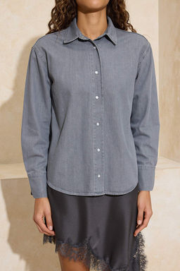 Gri Oversize Basic 100% Pamuk Denim Gomlek TWOSS26GO00005 - Trendyolmilla фото 7