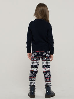 Лосины (Рейтузы) для девочек 212-6135. 189/388/10054 т.синий/живой коралл/белый