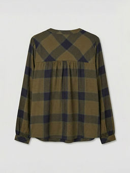 Ka??k Yaka Ekose Oversize Bluz