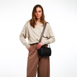 Сумка женская кросс-боди TEXTURA на молнии, 21×7×13 см, тёмно-коричневая