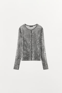 CHAQUETA PUNTO LENTEJUELAS / Gris vigor? - Zara фото 7