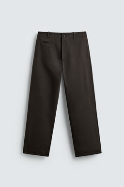 WOOL/COTTON TEXTURED TROUSERS - Zara фото 6