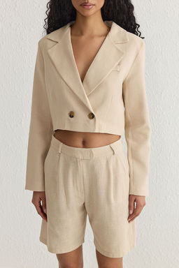 TRENDYOLMILLA Bej Crop Blazer Ceket Blazer Ceket TWOSS25BC00011  фото 4