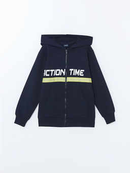 Kap??onlu Erkek ?ocuk Fermuarl? Sweatshirt