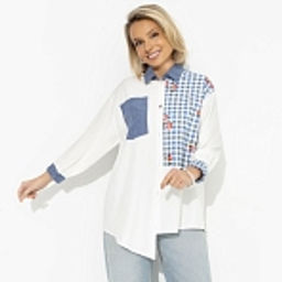 Рубашка комбинированная, Жемчужина образа (white) - Charutti фото 14