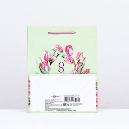 Пакет подарочный 8 марта, зеленый, 18 х 22,3 х 10 см - Simaland фото 2