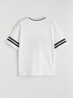 Bisiklet Yaka K?z ?ocuk Bask?l? Ti??rt