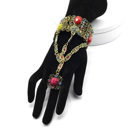 Браслет-слейв с цирконами и муранским стеклом цв.ассорти