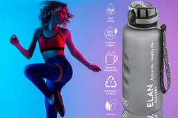 Бутылка для воды 1,5 л 10*10*28,5 см "Style Matte" с углублениями д/пальцев серая