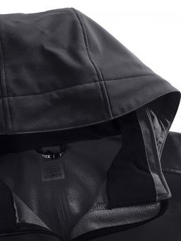 Парка спортивная женская с капюшоном softshell черного цвета 9568Ch