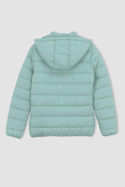 Водоотталкивающая приталенная куртка-пуховик с капюшоном DeFactoFit  фото 11