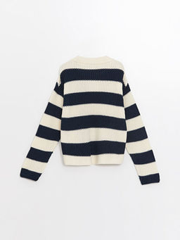 Bisiklet Yaka ?izgili Uzun Kollu K?z ?ocuk Triko Kazak - Waikiki фото 3