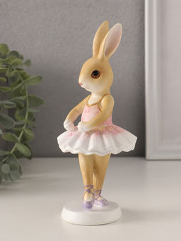 Фигурка полистоун Зайка-балерина в бело-розовой пачке, 7?7?18 см