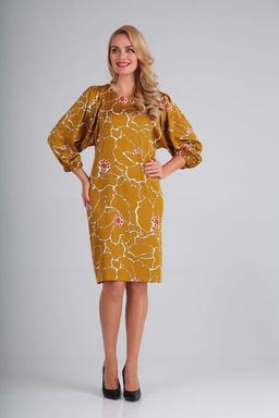 Платье Gamma & Gracia 431 горчичный цветы