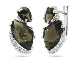 Серьги из серебра раухтопаз, Даниэль