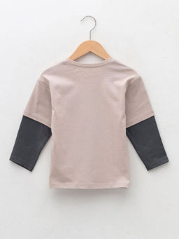 Bisiklet Yaka Uzun Kollu Bask?l? Pamuklu Erkek Bebek Ti??rt - Waikiki фото 2