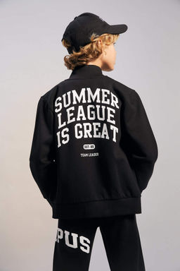 Толстовка на молнии с высоким воротником для мальчиков с принтом - Defacto фото 4