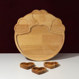 Набор посуды Adelica, менажница с 3 соусниками, 30×28×1.8 см, в подарочной коробке, дерево берёза