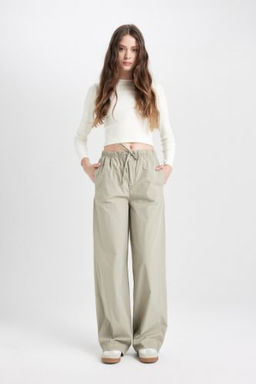 Coool Straight Fit Poplin Pantolon Basic Duz Cepli Lastikli Bel Bagc?kl?