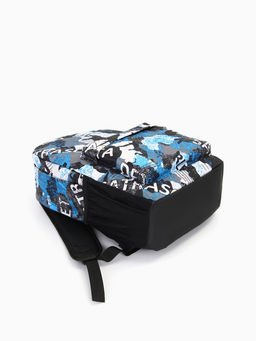 Рюкзак школьный на молнии, с карманами, с принтом, размер 30?13?42 см, голубой/серый