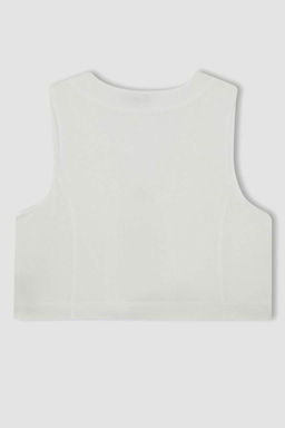 Белый жилет на шнуровке из смесового льна с v-образным вырезом - Defacto фото 10